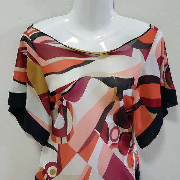 Honey Punch Top Retro Sheer Dolman Off shoulder S - Picture 2 of 13